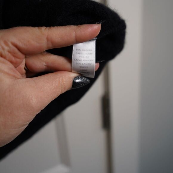 Banana Republic Sweater Womens Large Black Wool and Angora Rabbit Hair Cardigan - Picture 5 of 7